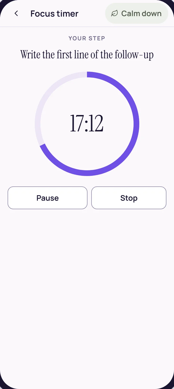 The focus timer, running on one small step