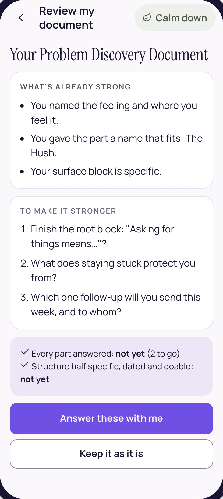 Review my document: what's already strong, and what would make it stronger