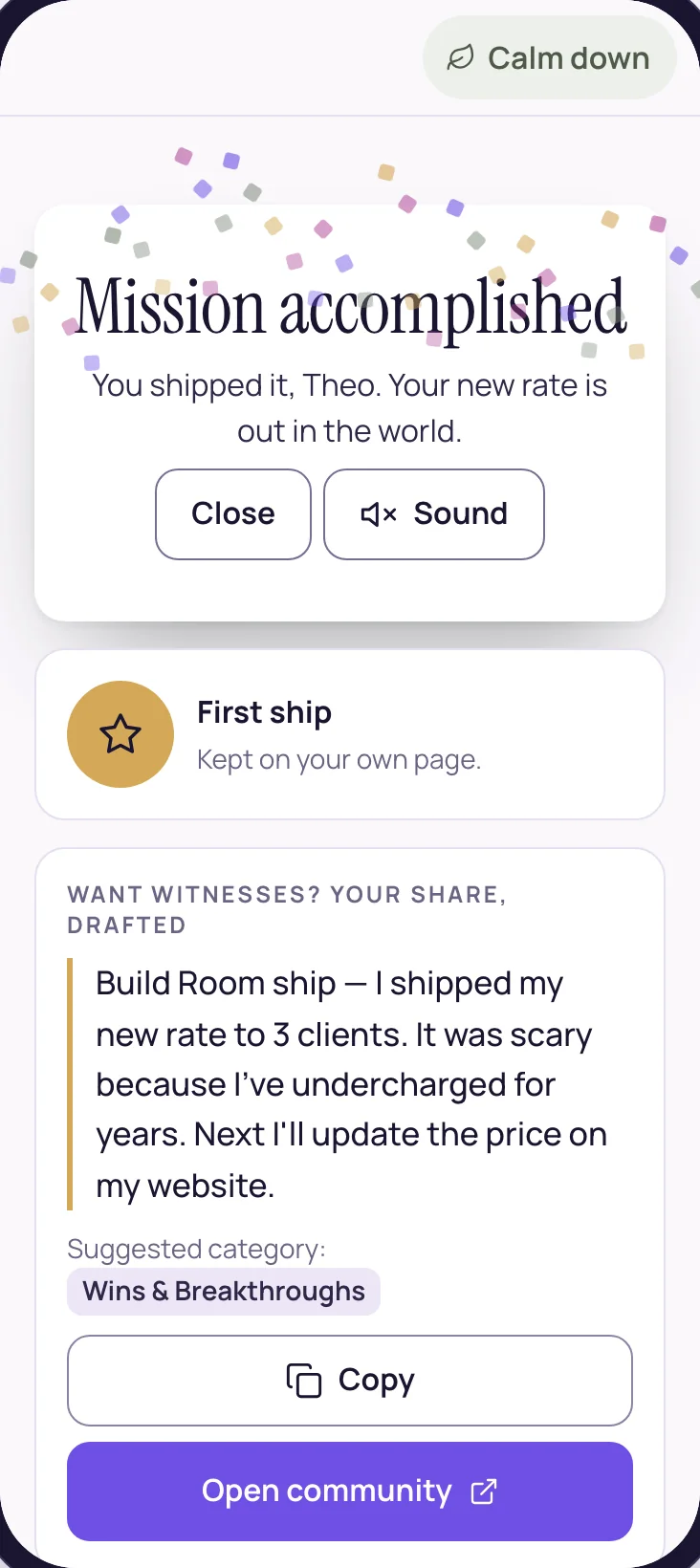 Mission accomplished: the build is logged as shipped