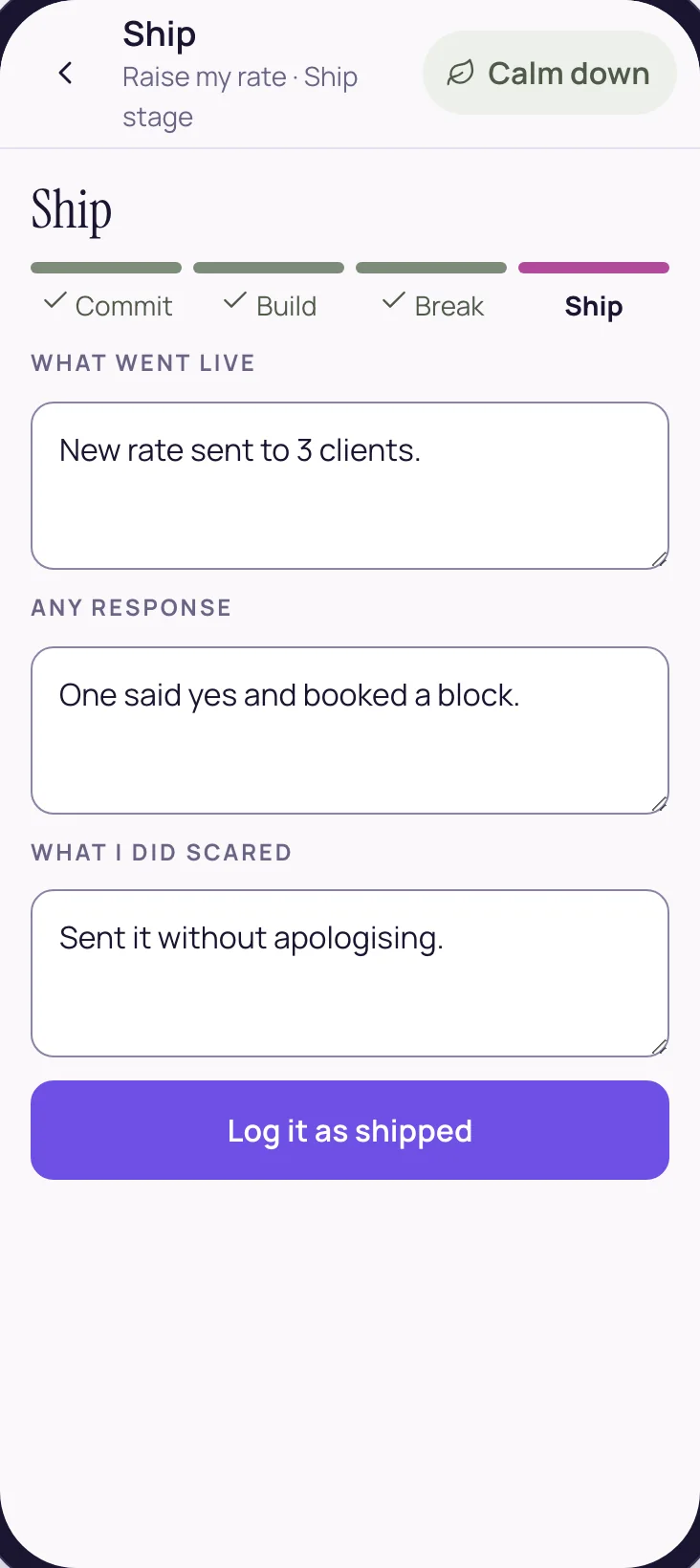 Ship: what went live, any response, and what the member did scared
